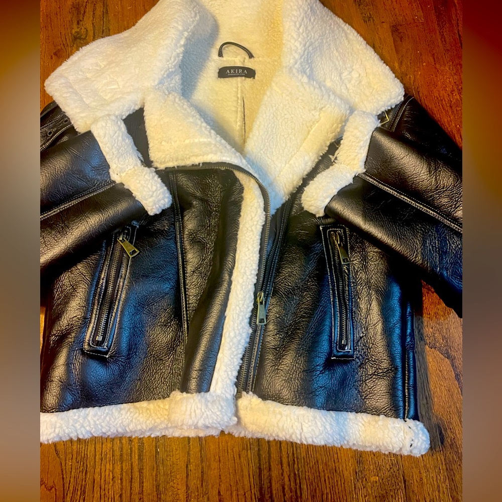 Fax fur moto biker jacket